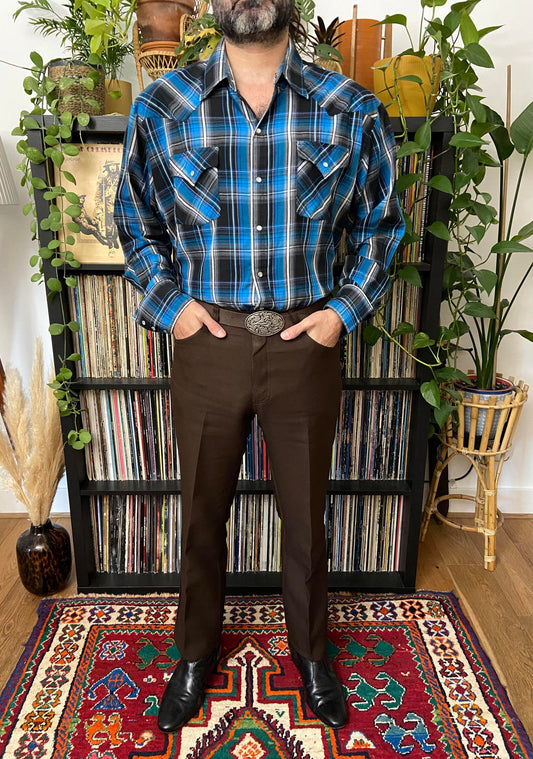 Vintage XXL Blue Ely Cattleman Western Shirt