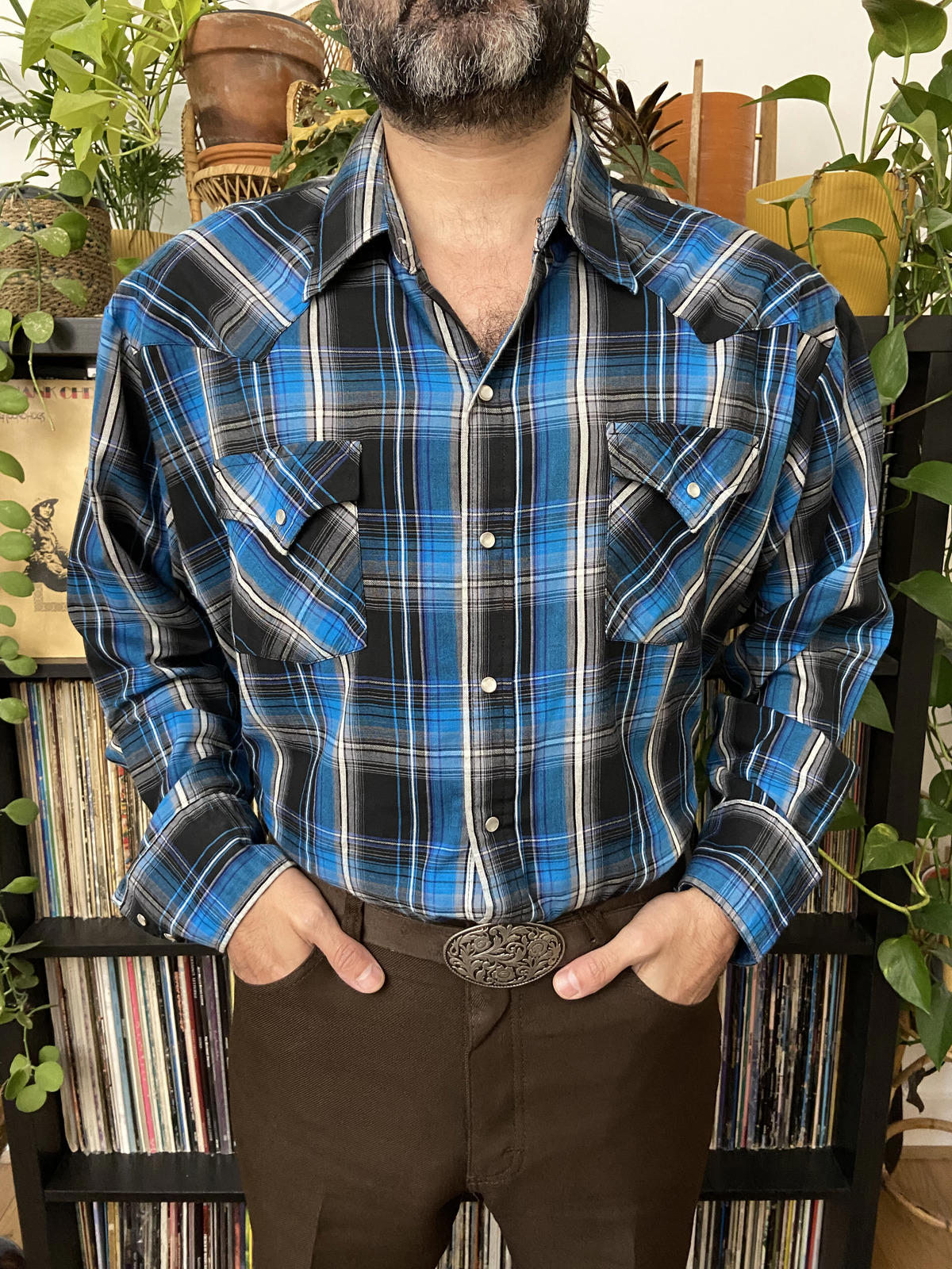 Vintage XXL Blue Ely Cattleman Western Shirt
