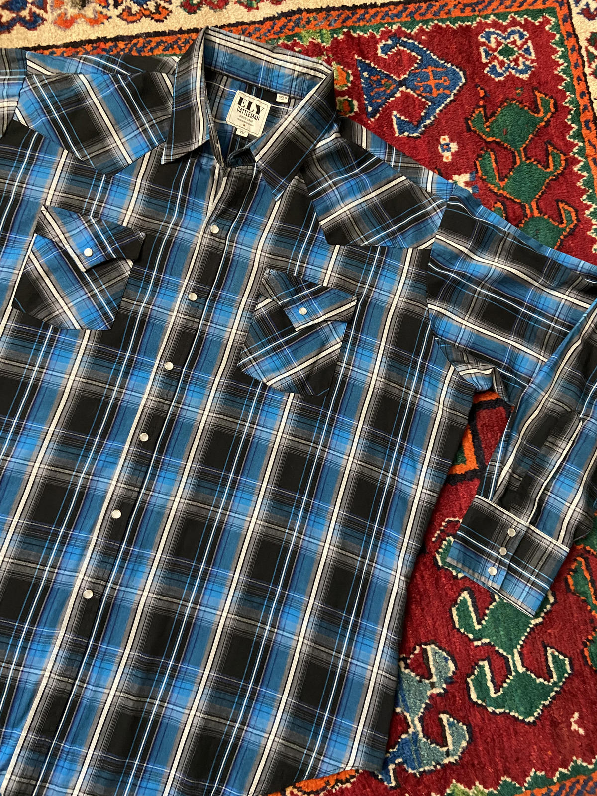 Vintage XXL Blue Ely Cattleman Western Shirt