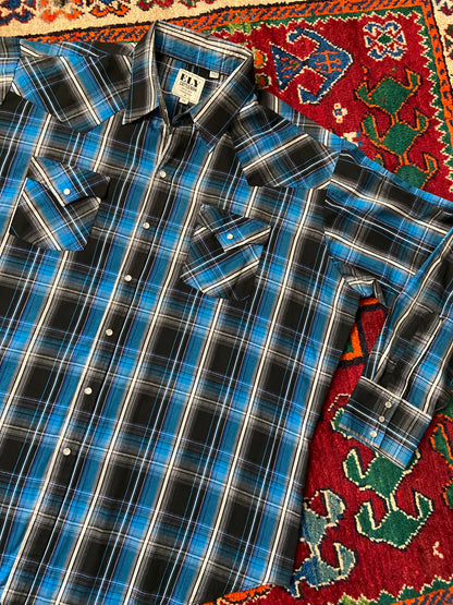 Vintage XXL Blue Ely Cattleman Western Shirt