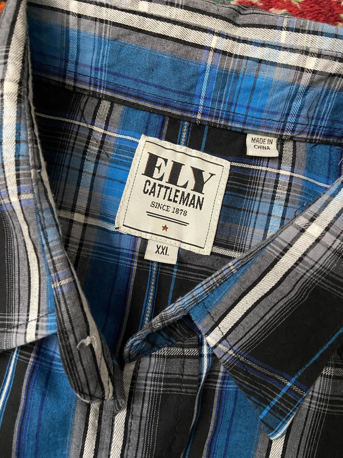 Vintage XXL Blue Ely Cattleman Western Shirt
