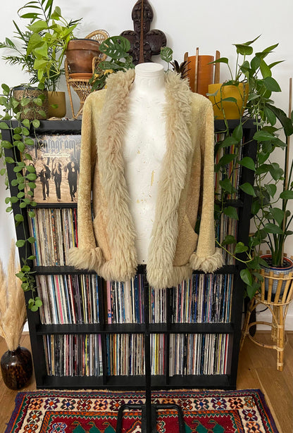 Vintage 1970s Beige Afghan Coat