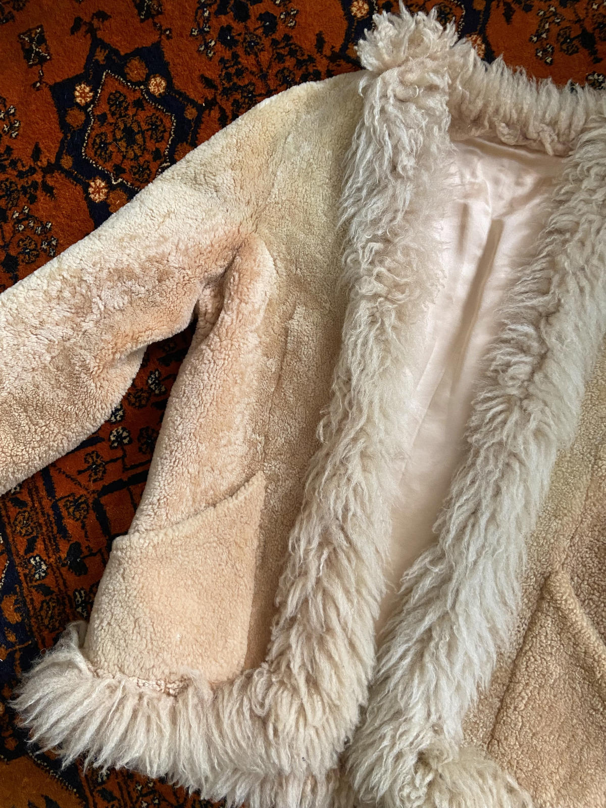 Vintage 1970s Beige Afghan Coat
