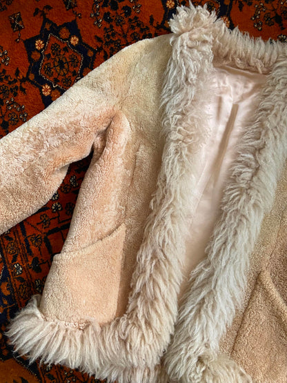 Vintage 1970s Beige Afghan Coat