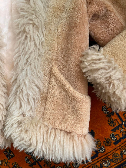 Vintage 1970s Beige Afghan Coat