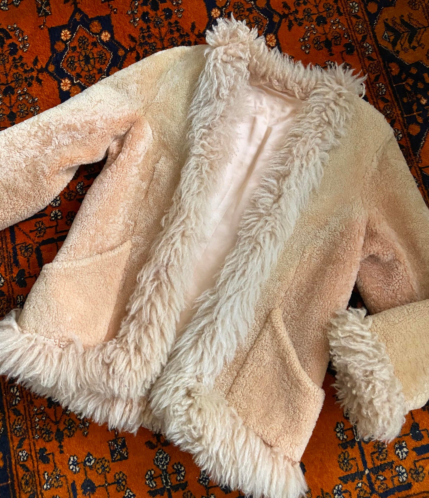 Vintage 1970s Beige Afghan Coat