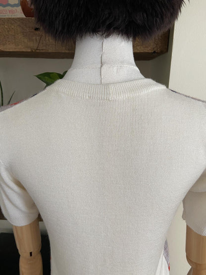 Vintage 1970s Cream Patterned Cardigan