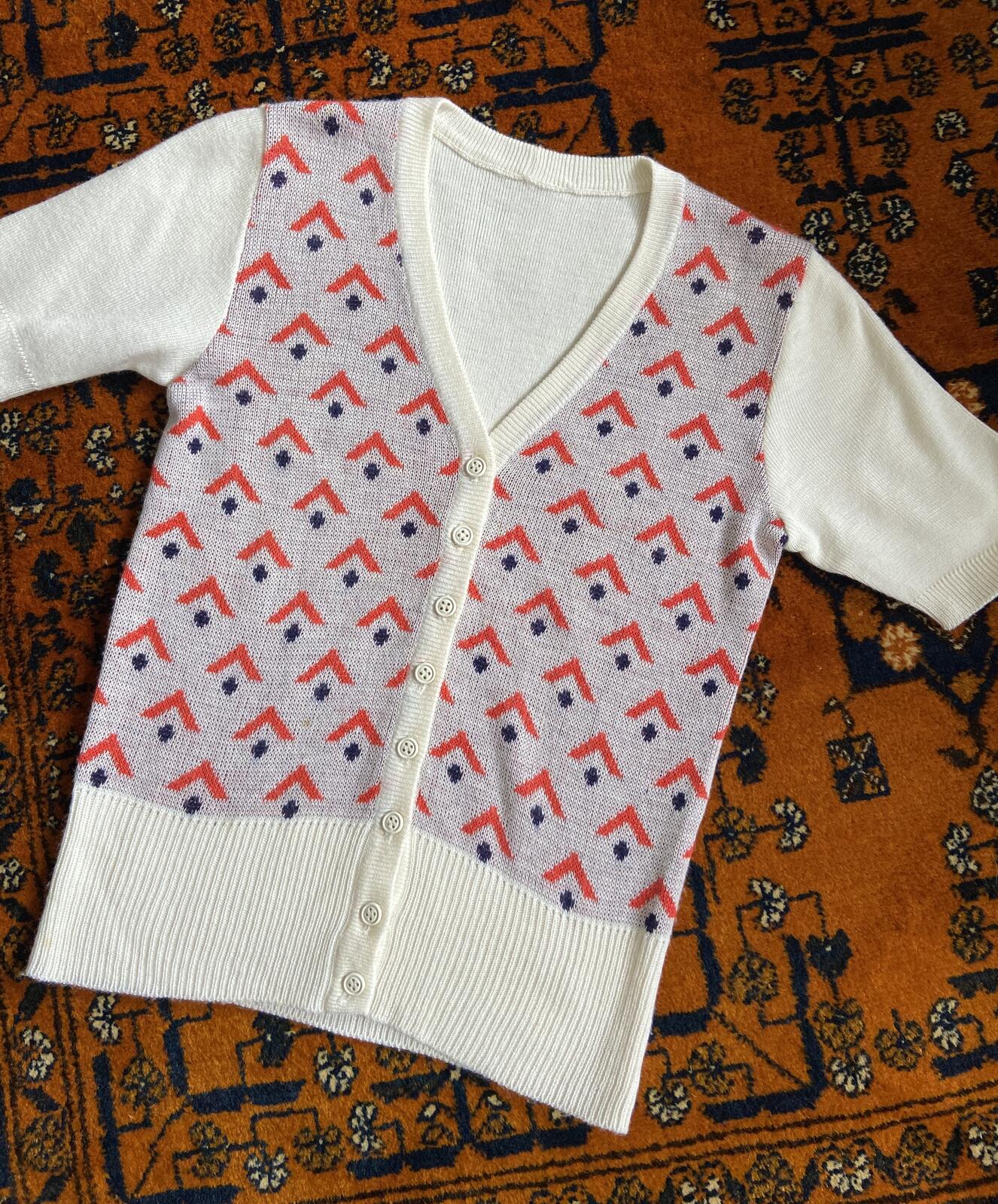 Vintage 1970s Cream Patterned Cardigan