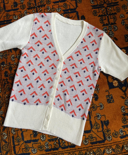 Vintage 1970s Cream Patterned Cardigan
