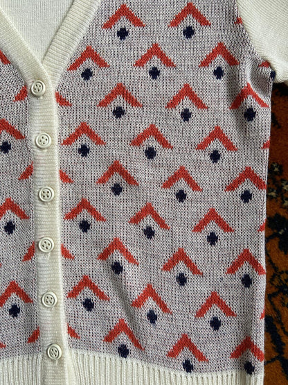 Vintage 1970s Cream Patterned Cardigan