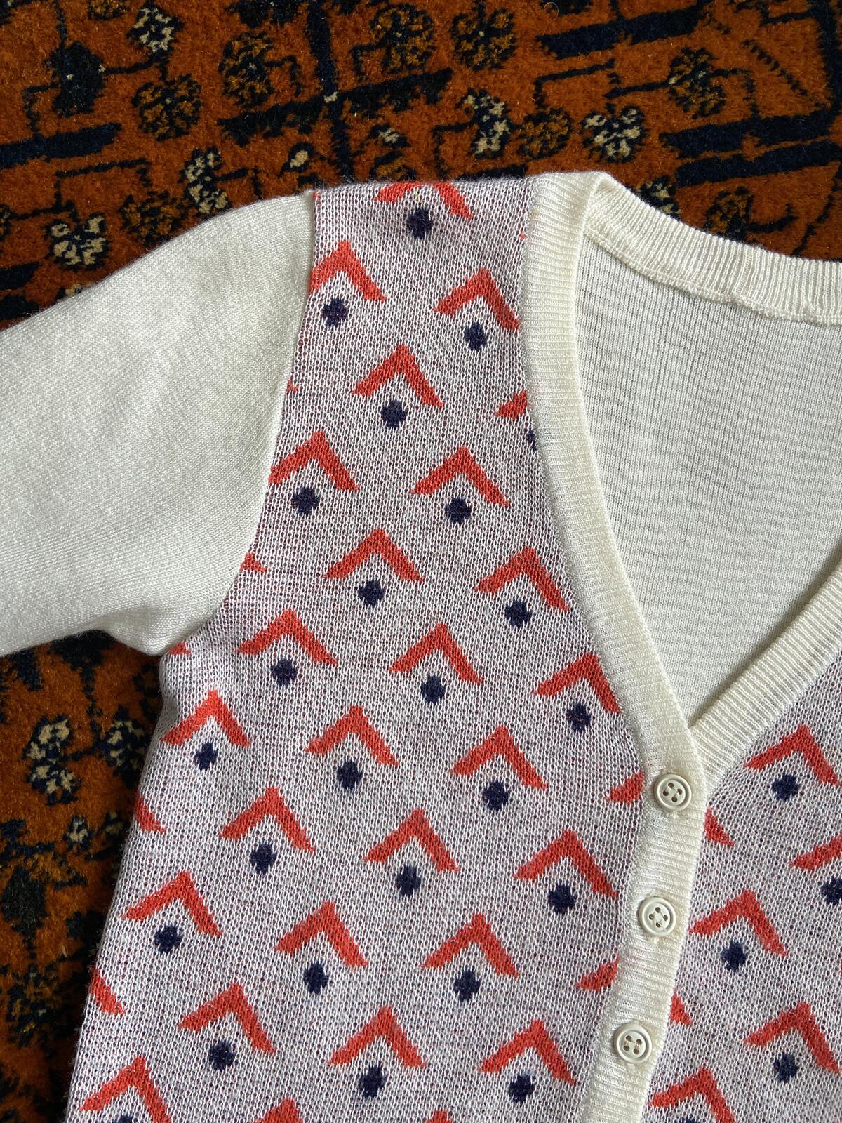 Vintage 1970s Cream Patterned Cardigan
