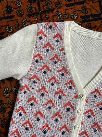 Vintage 1970s Cream Patterned Cardigan