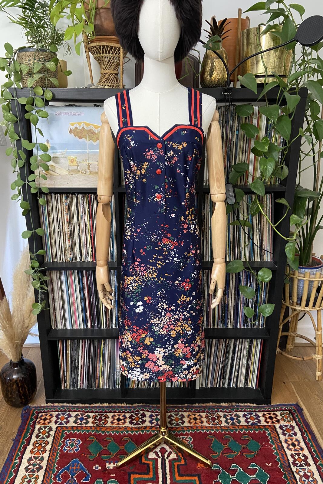 Vintage 1970s Navy Print Sundress