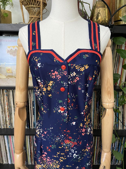 Vintage 1970s Navy Print Sundress