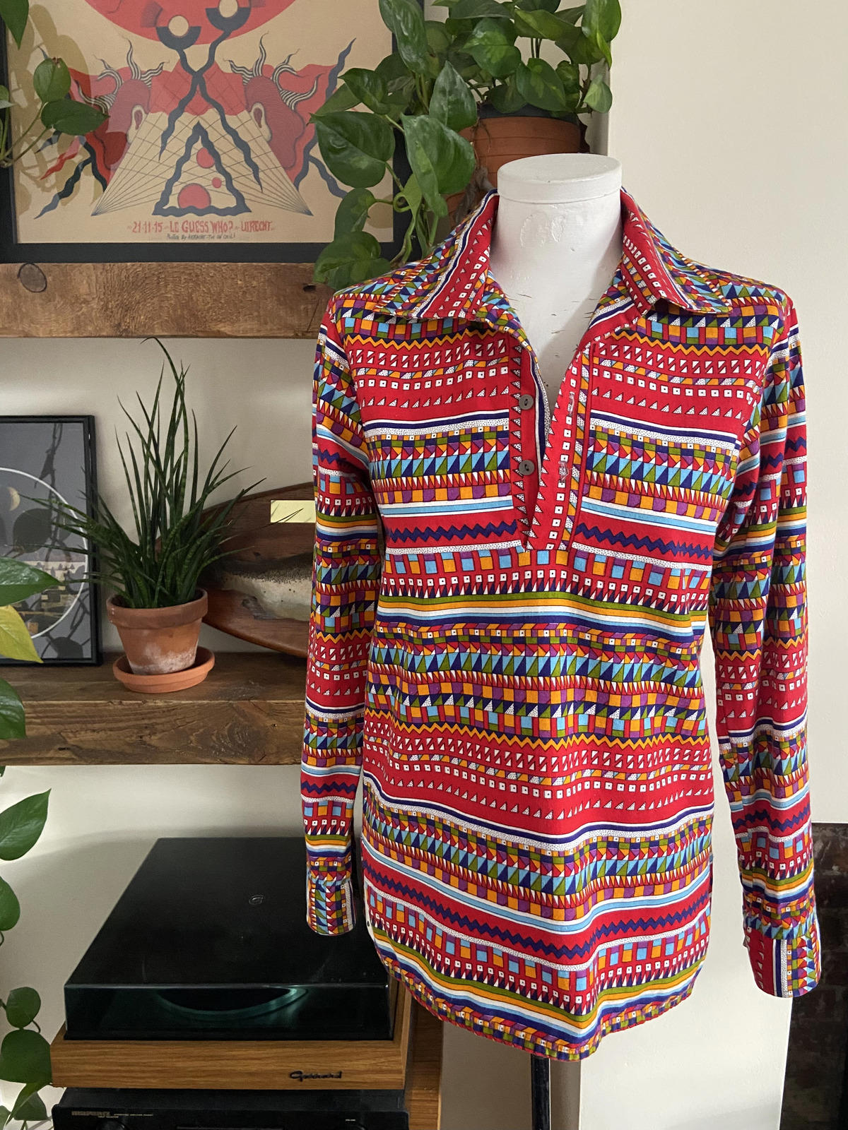 Vintage 1970s Aztec Print Top