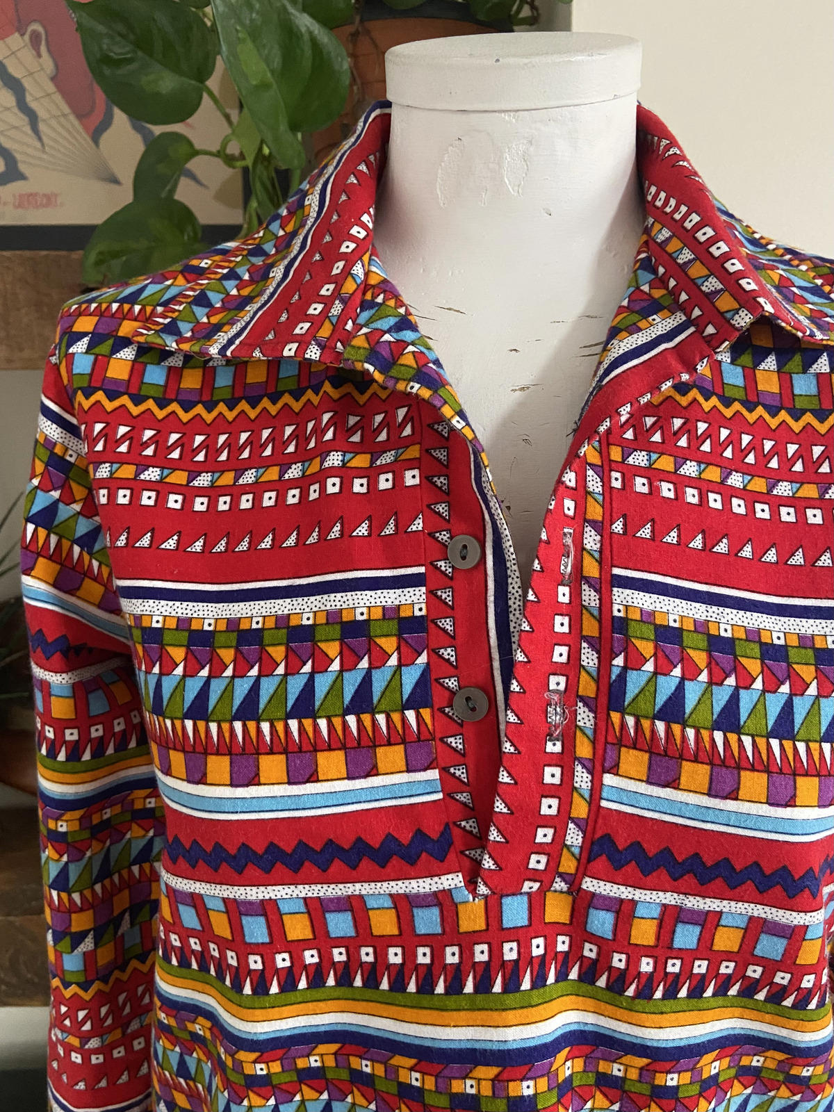Vintage 1970s Aztec Print Top