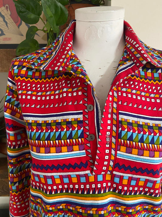 Vintage 1970s Aztec Print Top