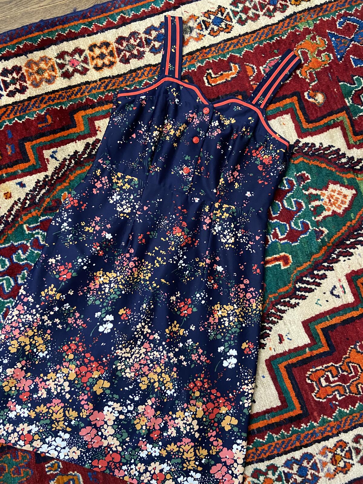 Vintage 1970s Navy Print Sundress