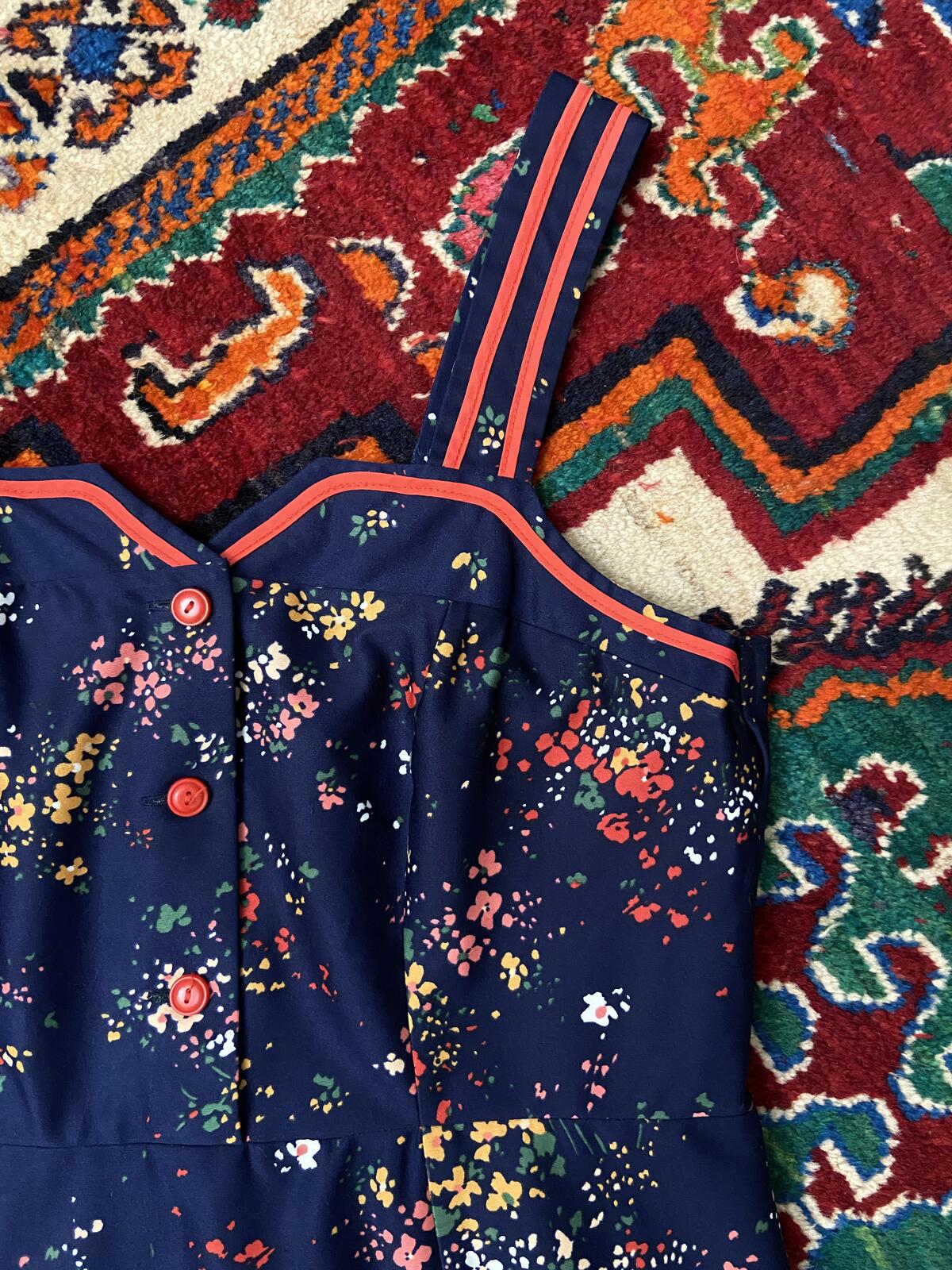 Vintage 1970s Navy Print Sundress