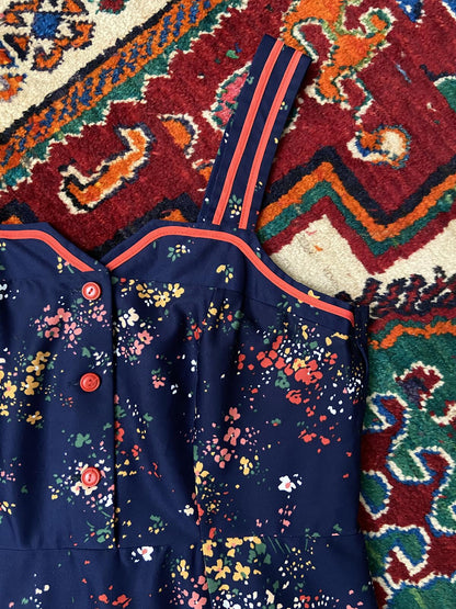 Vintage 1970s Navy Print Sundress