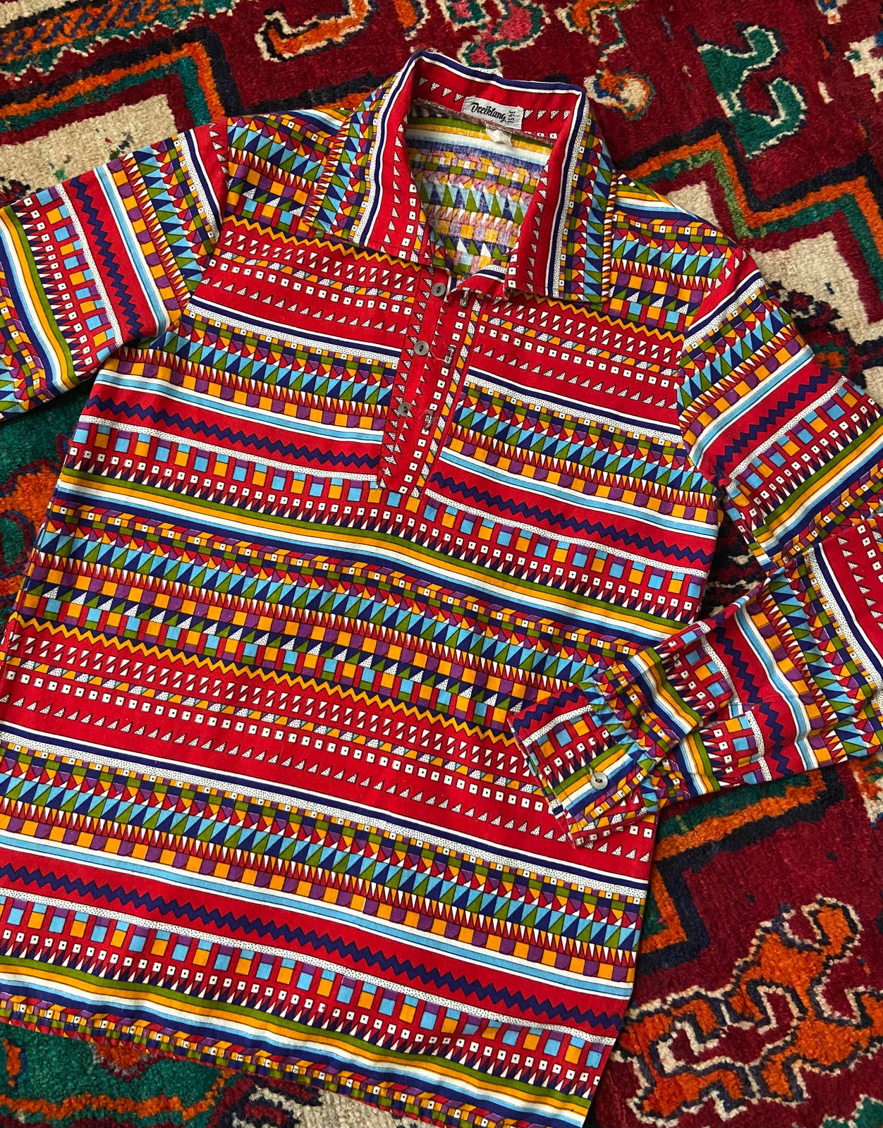 Vintage 1970s Aztec Print Top