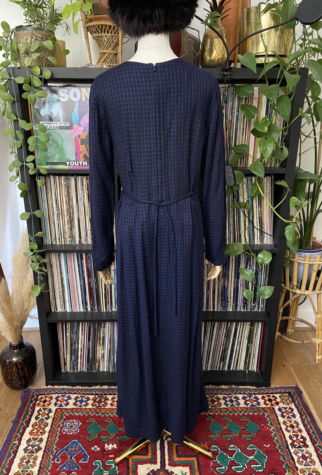 Vintage 90s Navy Embroidered Maxi Dress
