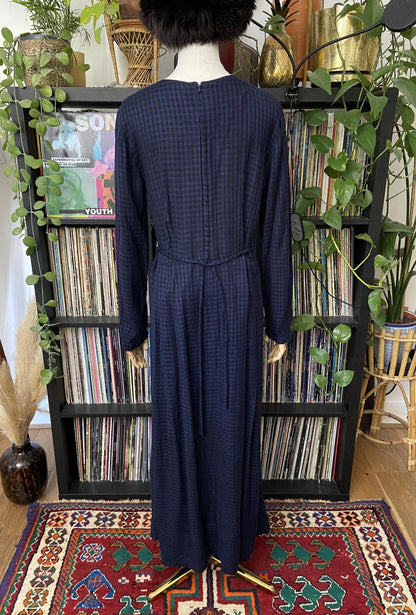 Vintage 90s Navy Embroidered Maxi Dress