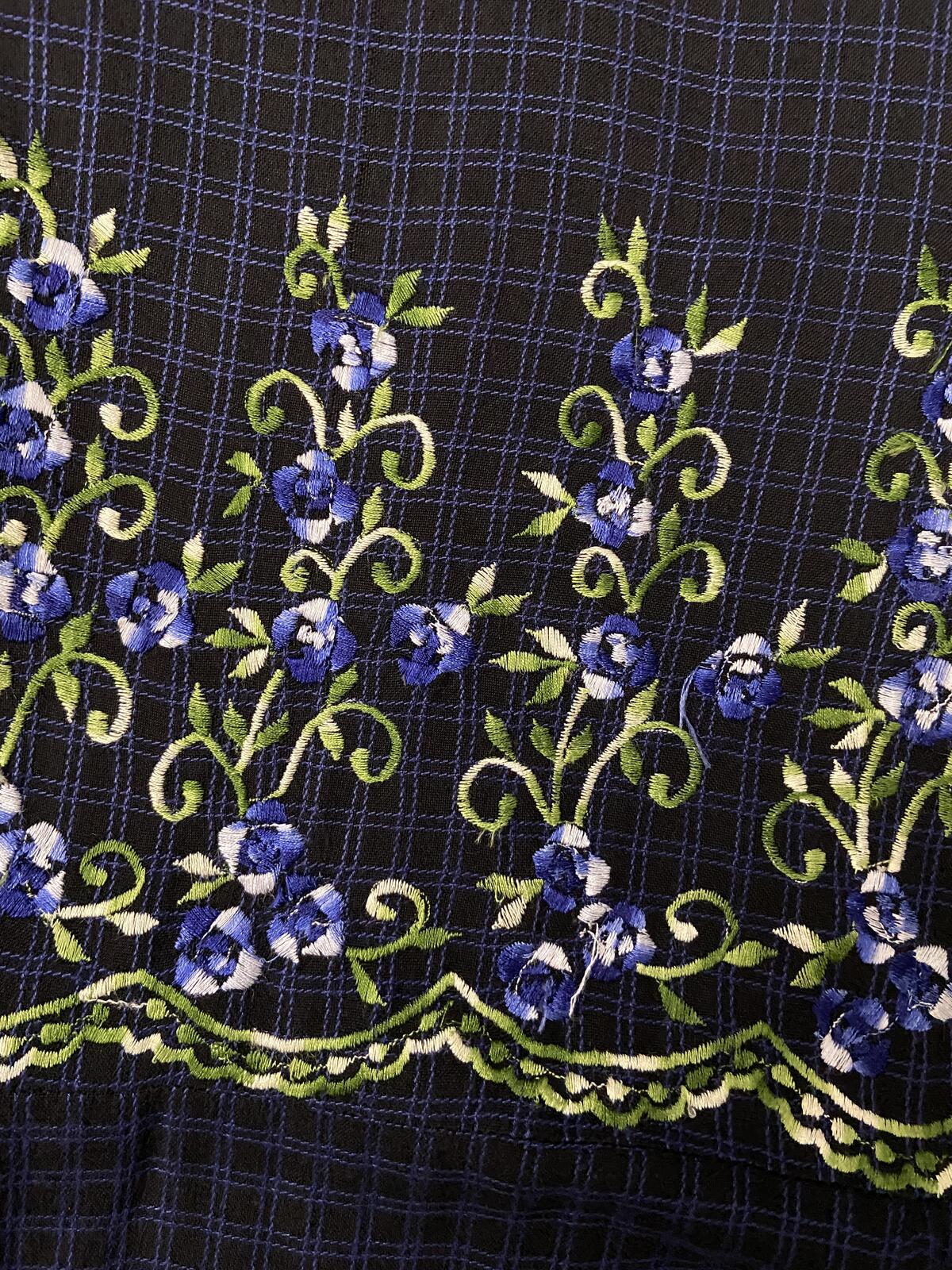 Vintage 90s Navy Embroidered Maxi Dress