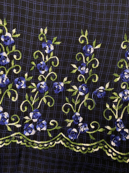 Vintage 90s Navy Embroidered Maxi Dress