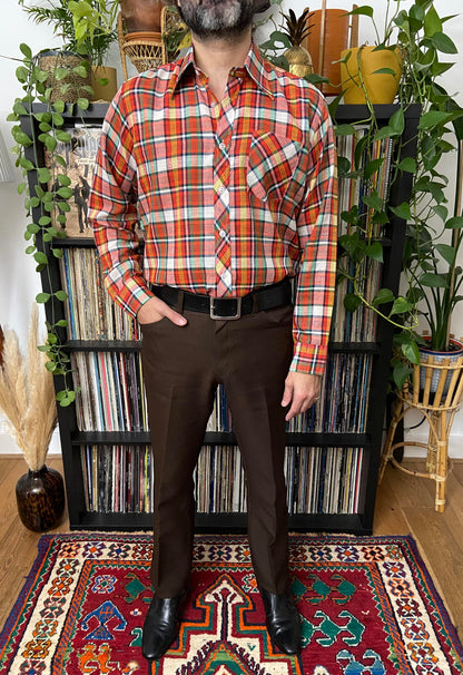 Vintage 1970s Red and Green Checked Deadstock Shirt