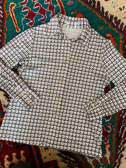 Vintage 1970s Dagger Collar Grey Jersey Shirt