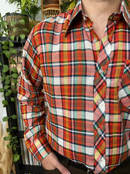 Vintage 1970s Red and Green Checked Deadstock Shirt