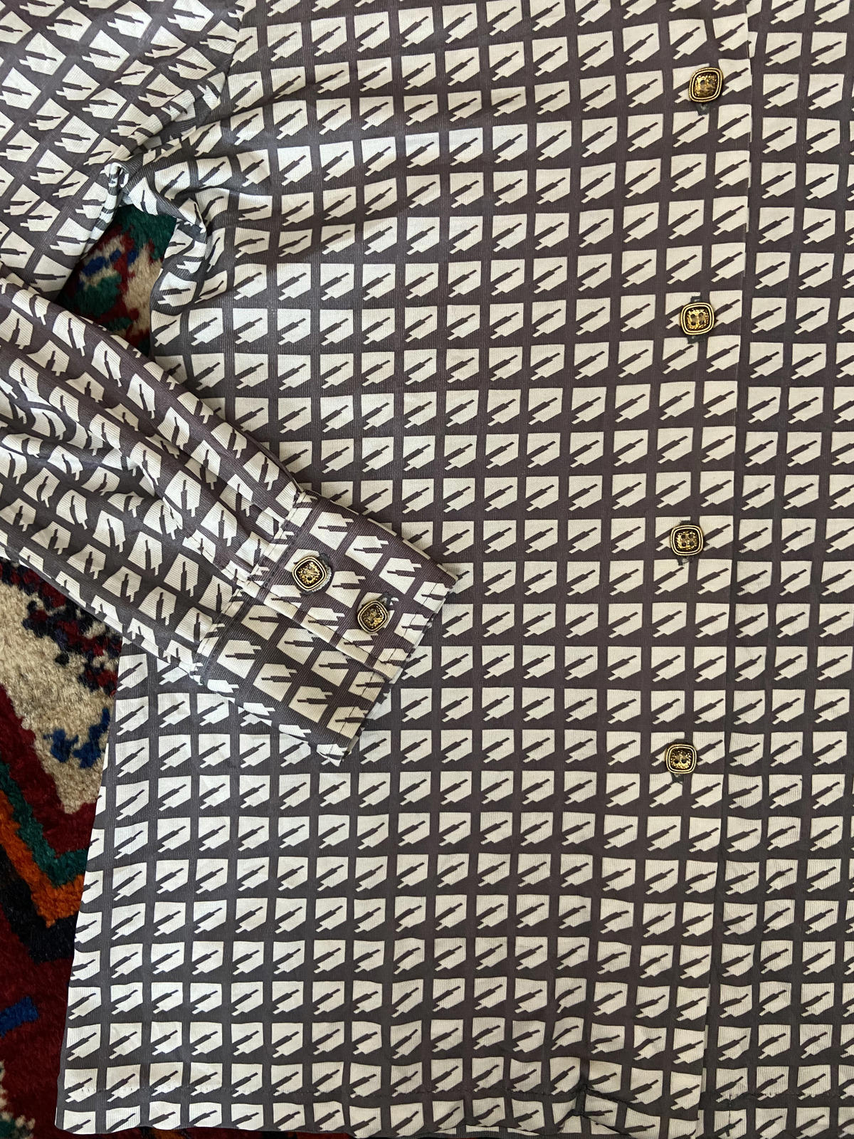Vintage 1970s Dagger Collar Grey Jersey Shirt