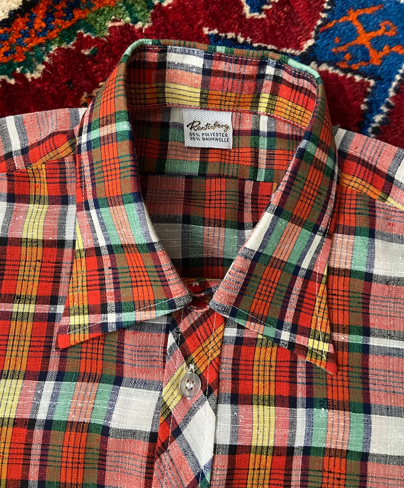 Vintage 1970s Red and Green Checked Deadstock Shirt