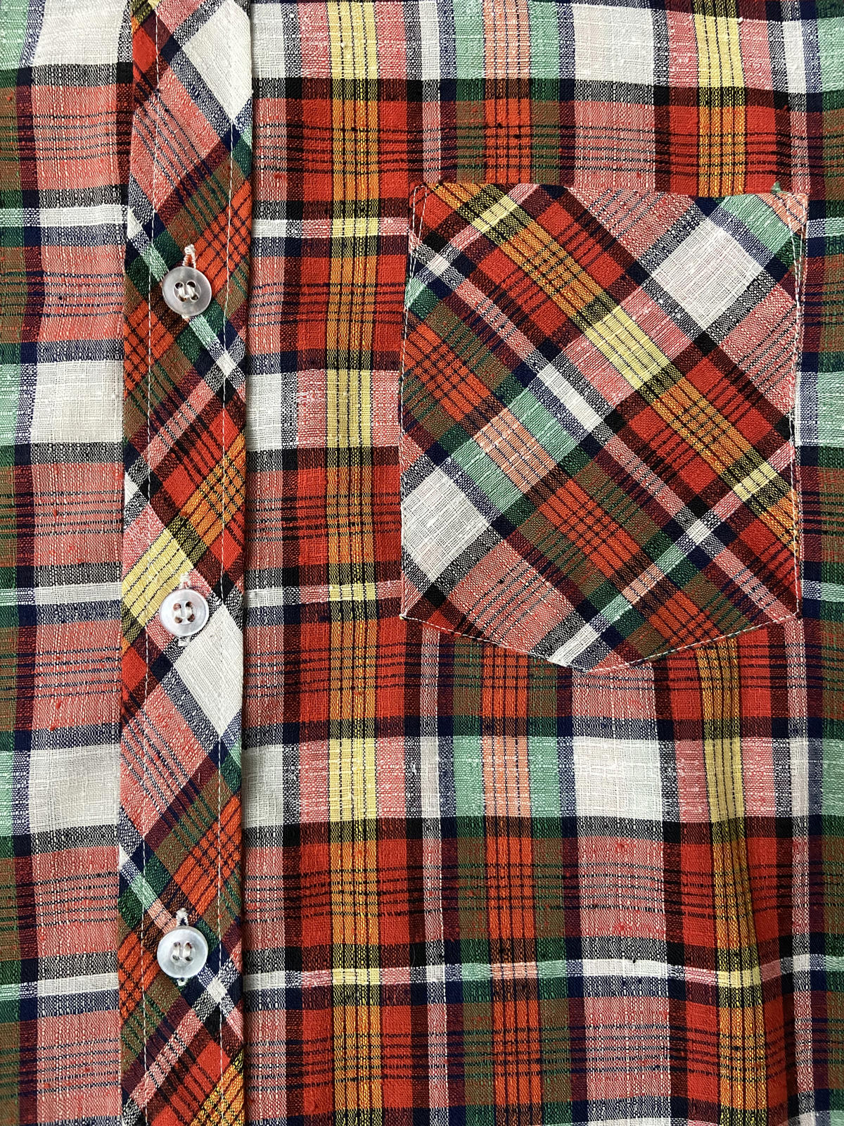 Vintage 1970s Red and Green Checked Deadstock Shirt