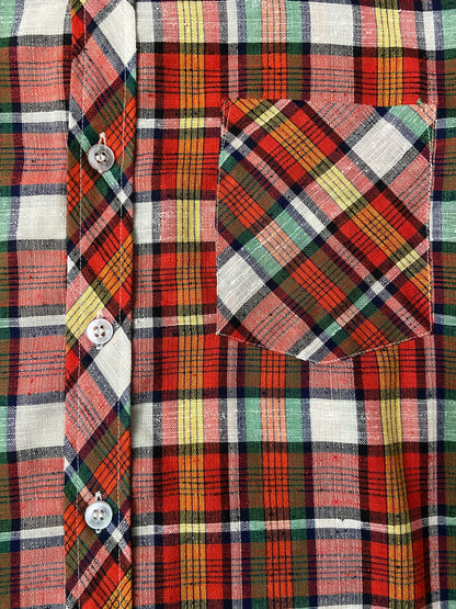 Vintage 1970s Red and Green Checked Deadstock Shirt