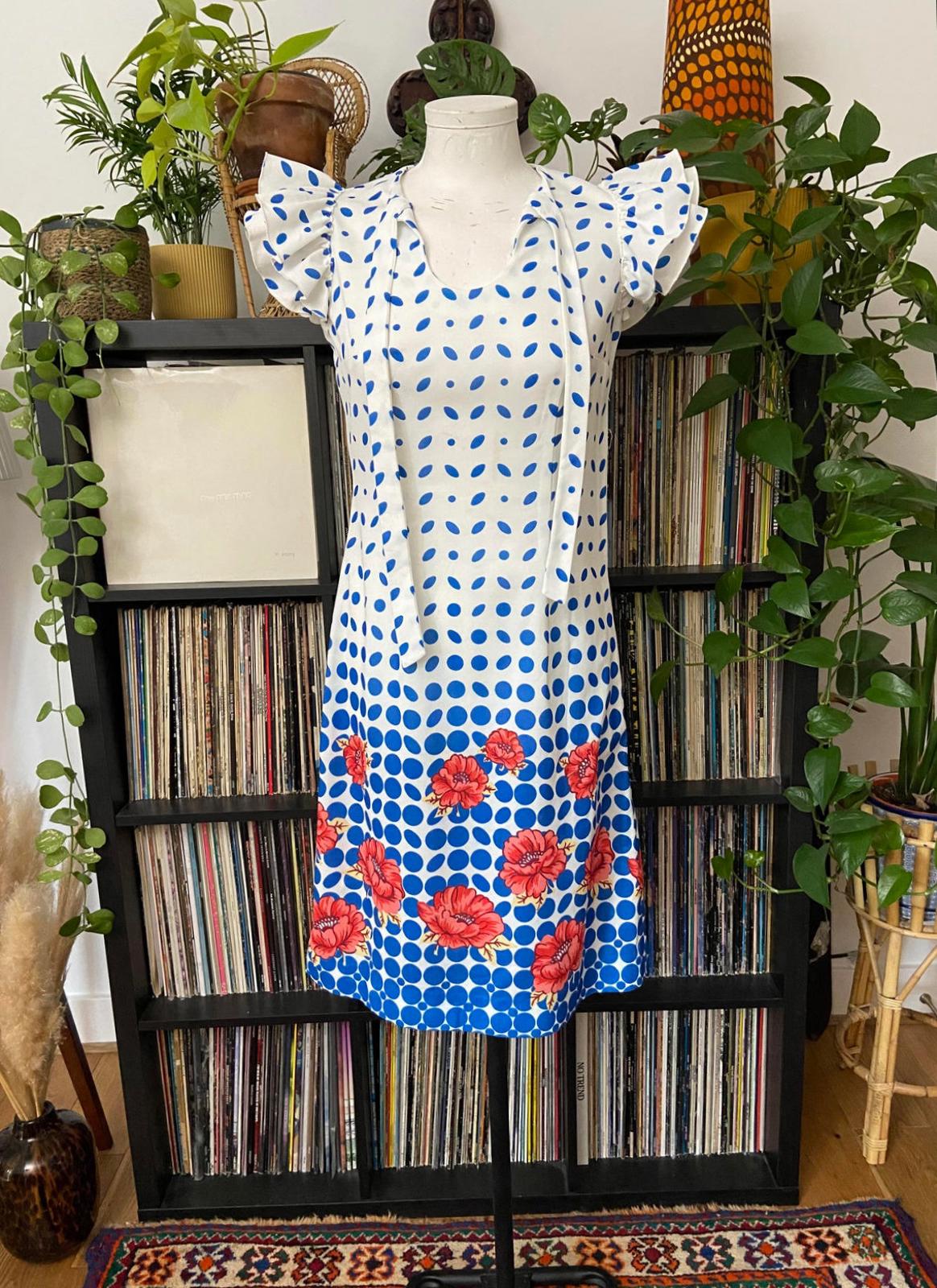 Vintage 1970s Homemade Polka Dot Dress