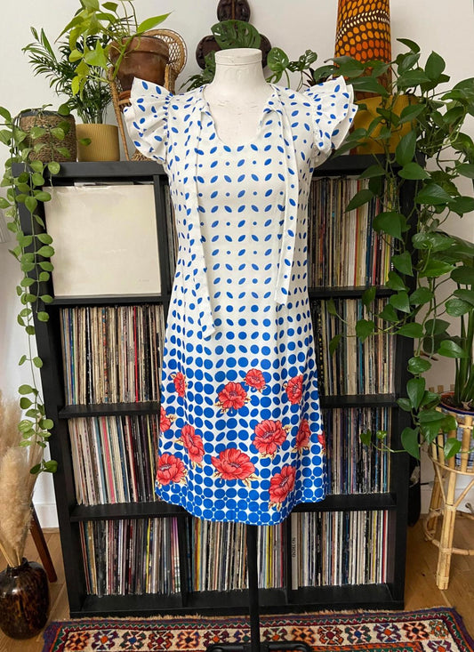 Vintage 1970s Homemade Polka Dot Dress