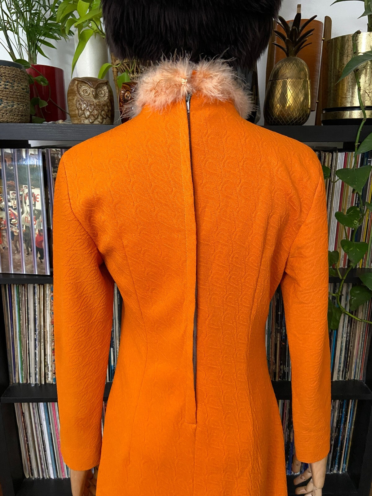 Vintage 1960s Space Age Orange Mod Dress