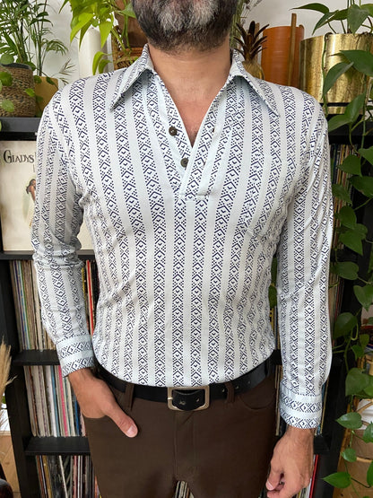 Vintage 1970s Japanese Dagger Collar Jersey Top