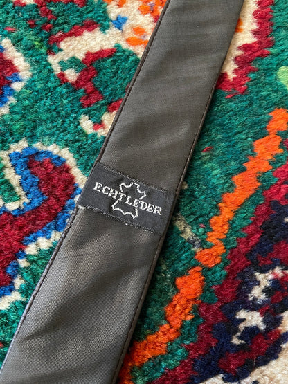 Vintage 1970s Brown Leather Skinny Tie