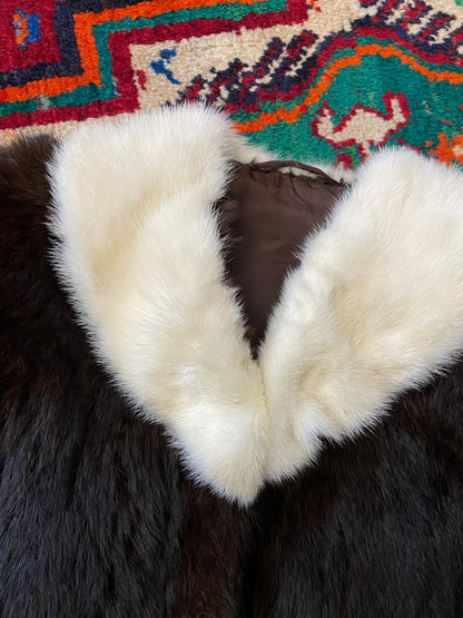 Vintage 1950s Brown & Cream Fur Cape