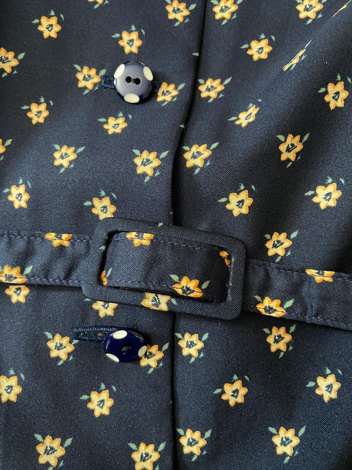 Vintage 1970s Navy Dagger Collar Blouse & Skirt Set