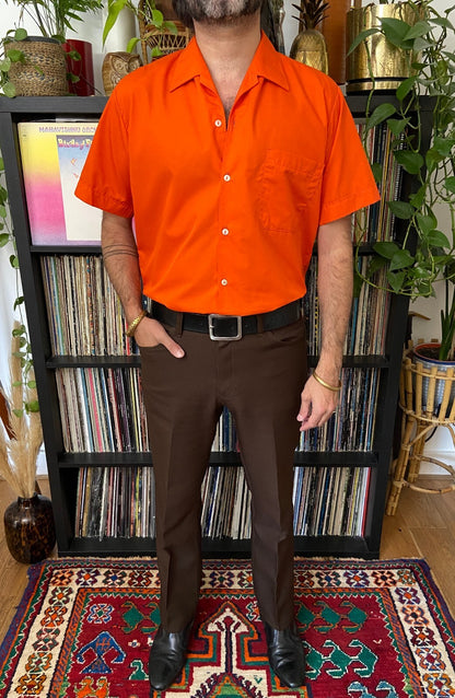 Vintage 1970s Orange Camp Collar Shirt