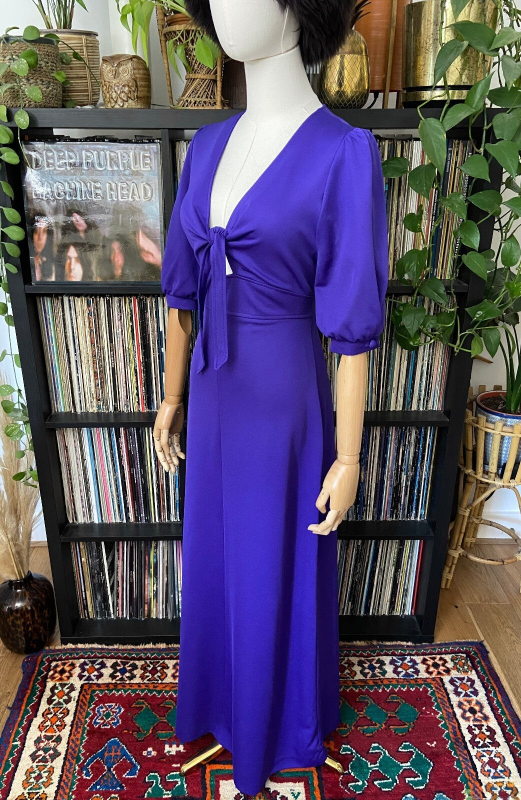 Vintage 1970s Purple Cutout Maxi Dress