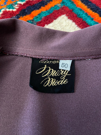 Vintage 1970s Mauve Dagger Collar Dress