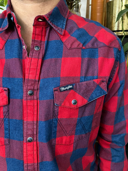 Vintage Y2K Red & Navy Wrangler Western Shirt