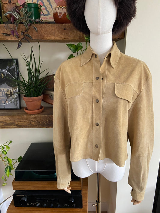Vintage 1980s Beige Suede Lightweight Jacket