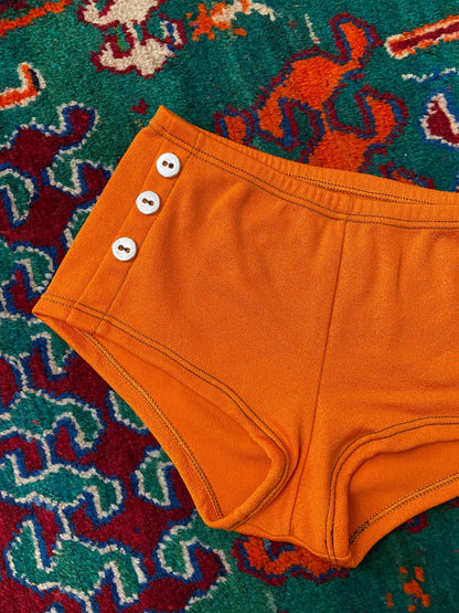 Vintage 1970s Orange Button Detail Swim Shorts