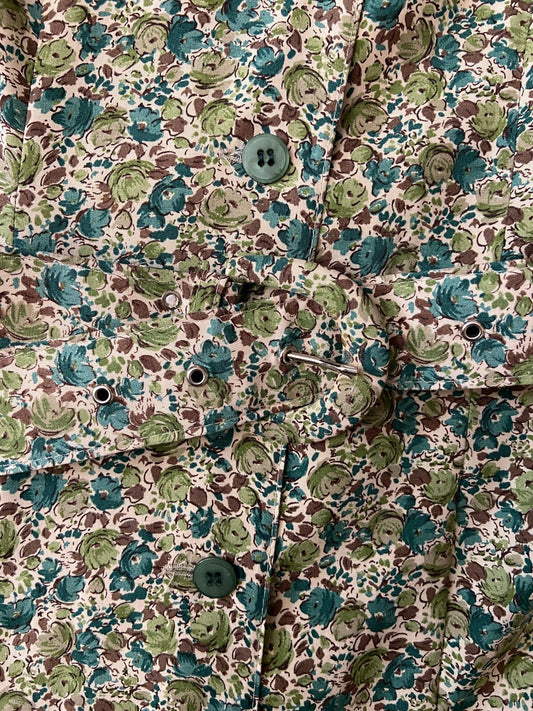 Vintage 90s Green Floral Tea Dress